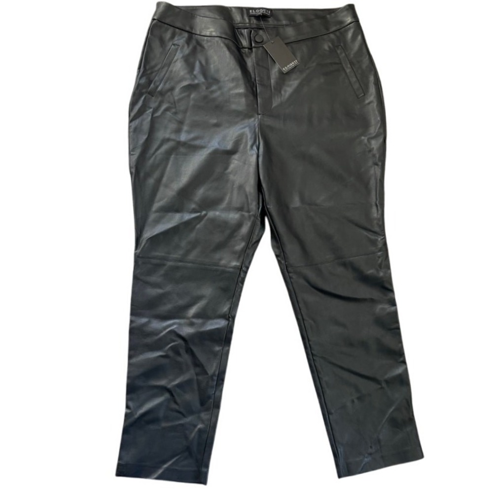 NWT Eloquii Vegan Leather Pants Sz 16 Black Baddie Plus Size